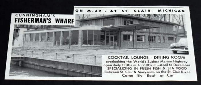 River Crab Blue Water Inn (Stew Cunninghams Fishermans Wharf) - 1954 Print Ad (newer photo)